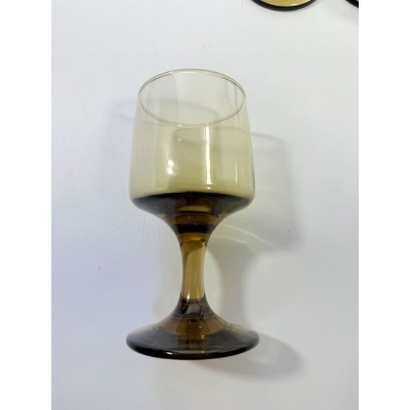 Wine Glasses Water Goblets Goblets Libbey Tawny Accent Smoky Brown Amber Vintage - Picture 6 of 11